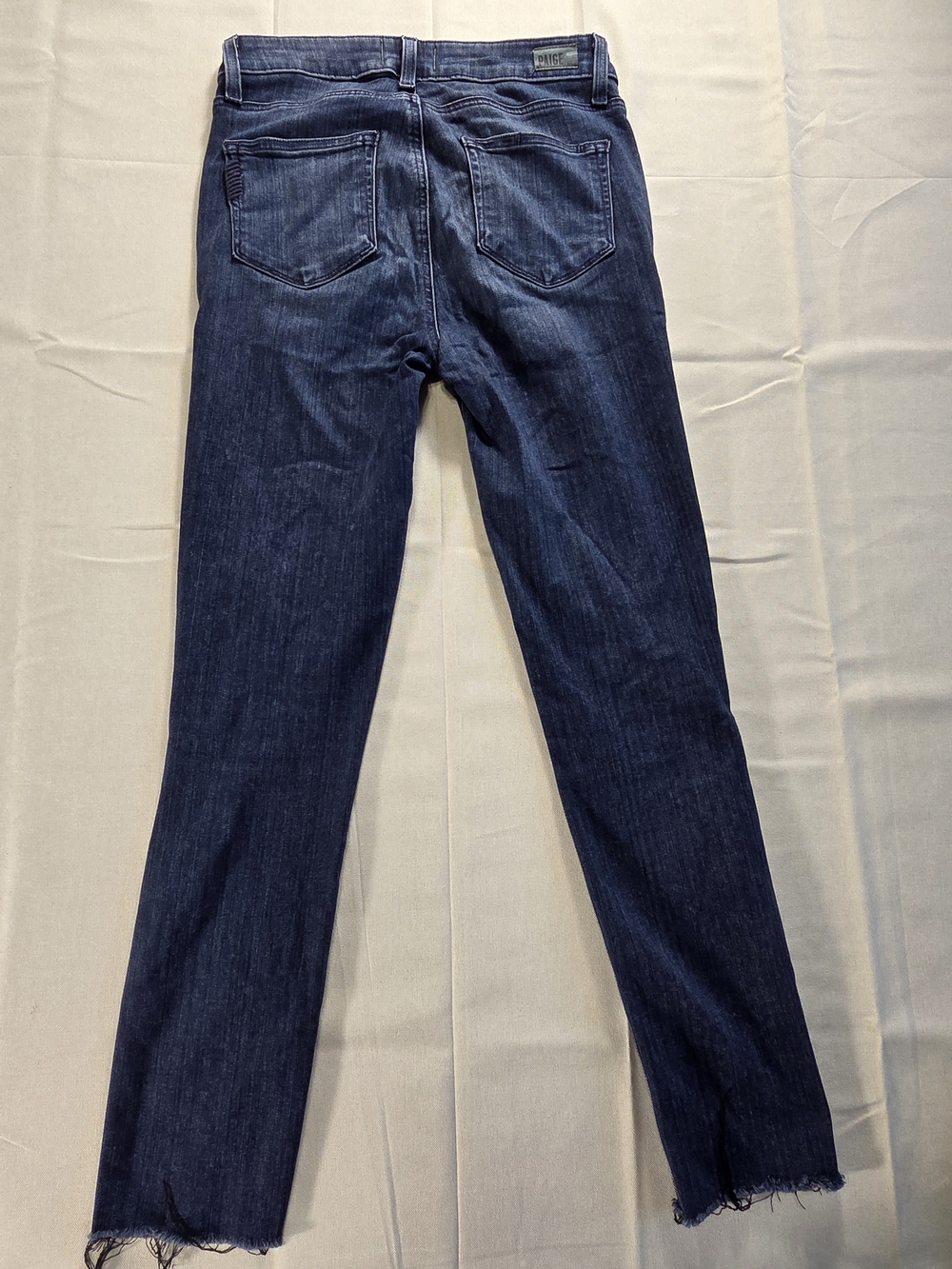 Paige High Rise Edgemont Moto Zip Skinny Jeans 26 Raw Hem USA - Picture 8 of 12